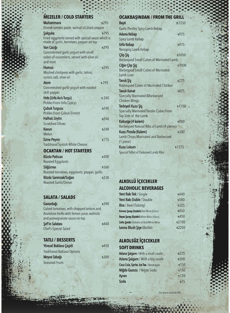 English menü önizleme