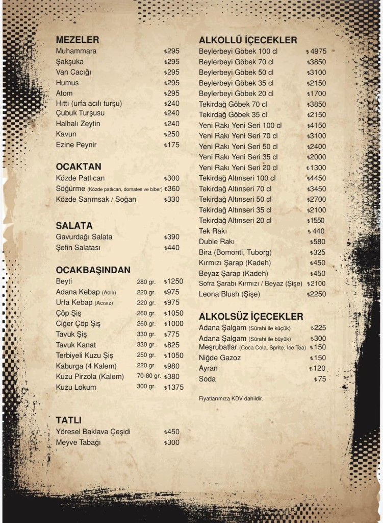 Türkçe menü önizleme